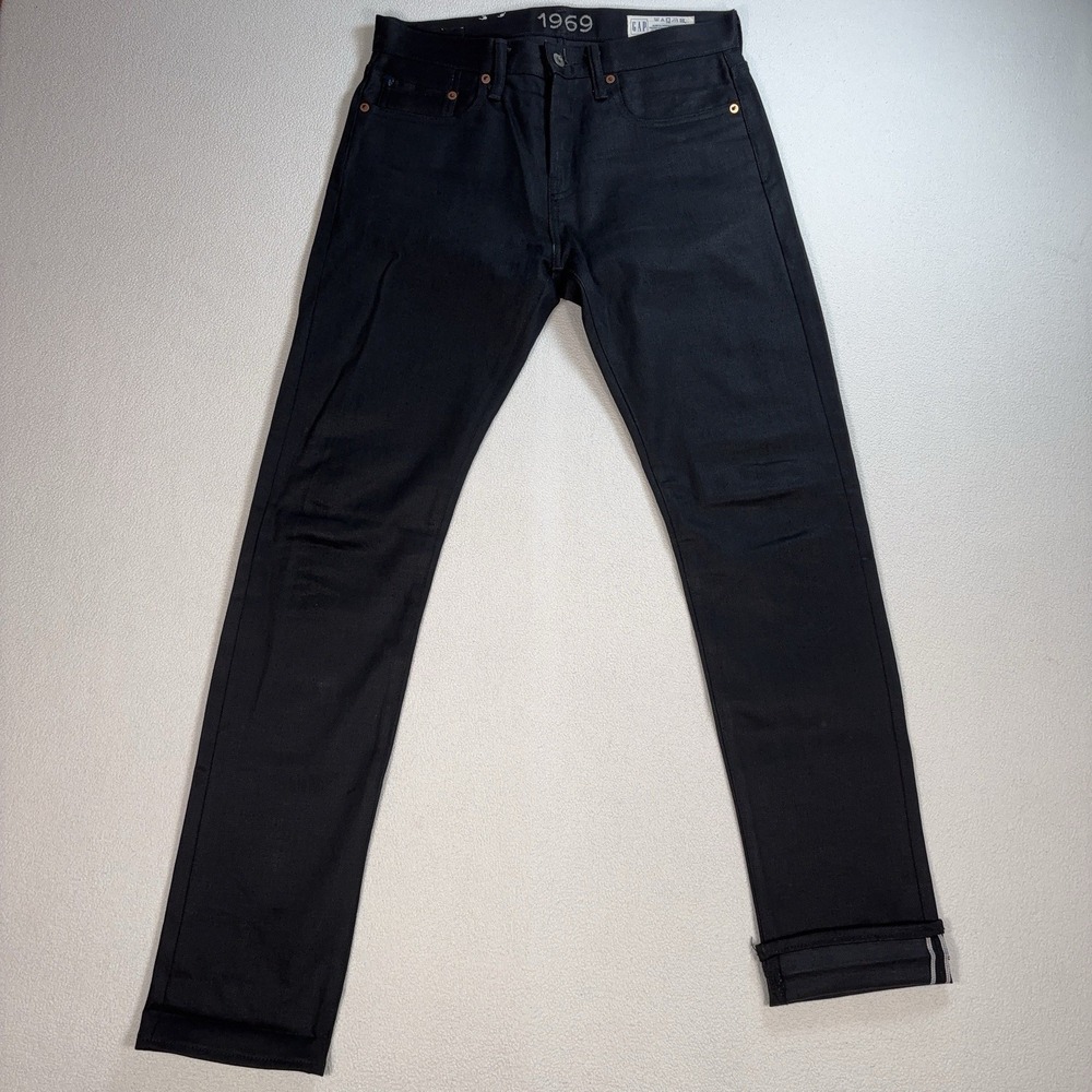 Gap 1969 Japanese‎ Selvedge Jeans Men's 30 (fits 31x33) True Black Slim Straight